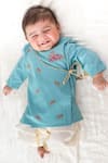 Buy_Tiber Taber_Blue Cotton Embroidery Shiv Damru Dhoti Kurta Set _at_Aza_Fashions