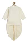 Shop_Tiber Taber_Cream Cotton Embroidery Shiv Damru Kurta Dhoti Pant Set _at_Aza_Fashions