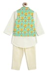 Shop_Tiber Taber_Green Cotton Kathakali 3 Pc Bundi Set _at_Aza_Fashions