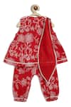 Shop_Tiber Taber_Red Cotton, Viscose Embroidery Floral Kurta Suit Set _at_Aza_Fashions