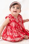 Buy_Tiber Taber_Red Cotton, Viscose Embroidery Floral Kurta Suit Set _at_Aza_Fashions