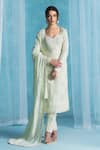Buy_LASHKARAA_Mint Georgette, Satin Embroidery Sweetheart Neck Soft Kurta Set _at_Aza_Fashions