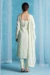 LASHKARAA_Mint Georgette, Satin Embroidery Sweetheart Neck Soft Kurta Set _Online_at_Aza_Fashions