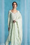 Buy_LASHKARAA_Mint Georgette, Satin Embroidery Sweetheart Neck Soft Kurta Set _Online_at_Aza_Fashions