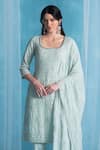 Buy_LASHKARAA_Blue Georgette, Satin Embroidery Square Neck Soft Kurta Set _Online_at_Aza_Fashions