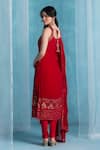 LASHKARAA_Maroon Georgette Sequins, Embroidery V-neck Kurta Set _Online_at_Aza_Fashions