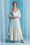Buy_LASHKARAA_Sky Blue Georgette Embroidery, Zari Sweetheart Neck Anarkali Kurta Set _at_Aza_Fashions