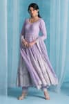 Shop_LASHKARAA_Purple Georgette, Satin Sequins, Embroidery Round Neck Soft Anarkali Kurta Set _Online_at_Aza_Fashions