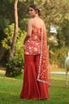 LASHKARAA_Orange Silk, Net Embroidery Floral Print Kurta Set With Gharara _Online_at_Aza_Fashions