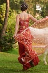 Shop_LASHKARAA_Orange Silk, Net Embroidery Floral Print Kurta Set With Gharara _Online_at_Aza_Fashions