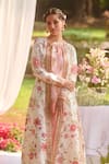 Buy_LASHKARAA_Ivory Silk Embroidery Round Neck And Pink Floral Kurta Set _Online_at_Aza_Fashions
