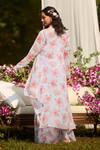 Shop_LASHKARAA_White Silk Embroidery Round Neck And Pink Floral Kurta Palazzo Set _Online_at_Aza_Fashions