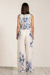 Shop_RANNA GILL_Blue Viscose Embroidery V-neck Floral Waistcoat _at_Aza_Fashions