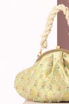 Amyra_Green Embroidery, Pearls Titli Pure Banarasi Silk Vintage Clutch _Online_at_Aza_Fashions