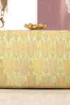 Buy_Amyra_Green Embroidery Titli Pure Banarasi Silk Capsule Clutch _Online_at_Aza_Fashions