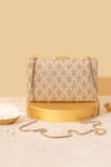 Buy_Amyra_Gold Embroidery, Crystals Box Clutch _at_Aza_Fashions