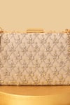 Buy_Amyra_Gold Embroidery, Crystals Box Clutch _Online_at_Aza_Fashions
