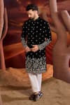Buy_Kasbah_Black Velvet Sequins, Embroidery Designer Sherwani _Online_at_Aza_Fashions