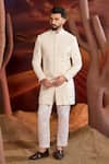 Buy_Kasbah_White Velvet Designer Sherwani _at_Aza_Fashions