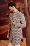 Buy_Kasbah_Blue Silk Embroidery Designer Sherwani _Online_at_Aza_Fashions