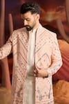 Kasbah_Pink Georgette Sequins, Embroidery Designer Sherwani _Online_at_Aza_Fashions