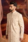 Kasbah_Beige Silk Embroidery Designer Sherwani _Online_at_Aza_Fashions