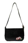 Miri_Black Embroidery Hand Lotus Baguette Bag _Online_at_Aza_Fashions