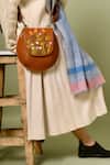Shop_Miri_Tan Embroidery, Beads Bianca Sling Bag With Hand _Online_at_Aza_Fashions