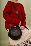 Miri_Black Embroidery Red Rosebud Bianca Sling Bag _at_Aza_Fashions