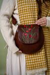 Shop_Miri_Brown Embroidery Dark Floral Sling Bag 