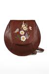 Shop_Miri_Brown Embroidery White Daisy Bianca Sling Bag _at_Aza_Fashions