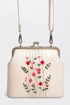 Buy_Miri_Ivory Embroidery Hand Rosebuds Clutch _at_Aza_Fashions