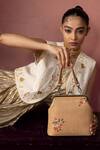 Buy_Miri_Beige Embroidery Three Roses Hand Clutch _at_Aza_Fashions