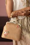 Shop_Miri_Beige Embroidery Three Roses Hand Clutch _Online_at_Aza_Fashions