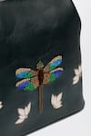 Miri_Green Zari, Beads Dragonfly Hand Embroidered Vintage Clutch _at_Aza_Fashions