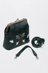 Miri_Green Zari, Beads Dragonfly Hand Embroidered Vintage Clutch _Online