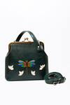 Shop_Miri_Green Zari, Beads Dragonfly Hand Embroidered Vintage Clutch _at_Aza_Fashions