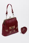Shop_Miri_Maroon Zari, Beads, Sequins Dragonfly Hand Embroidered Vintage Clutch _at_Aza_Fashions