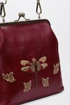 Buy_Miri_Maroon Zari, Beads, Sequins Dragonfly Hand Embroidered Vintage Clutch _Online