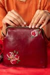 Miri_Burgundy Embroidery Hand Clutch _Online_at_Aza_Fashions