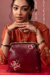 Shop_Miri_Burgundy Embroidery Hand Clutch _Online_at_Aza_Fashions