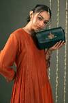 Buy_Miri_Green Embroidery Zari Roses Retro Style Flap Sling _at_Aza_Fashions