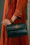 Shop_Miri_Green Embroidery Zari Roses Retro Style Flap Sling _Online_at_Aza_Fashions