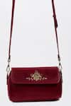 Buy_Miri_Maroon Embroidery Hand Retro Flap Sling _Online
