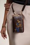 Buy_Miri_Brown Embroidery Hand Peacock Mobile Wallet Sling 
