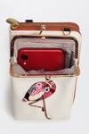 Miri_White Embroidery Hand Flamingo Mobile Wallet Sling _Online_at_Aza_Fashions