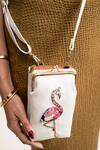 Buy_Miri_White Embroidery Hand Flamingo Mobile Wallet Sling _Online