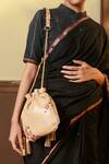 Buy_Miri_Beige Embroidery Hand Roses Potli Bag _Online