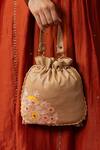 Buy_Miri_Beige Embroidery Hand Dabka Potli Bag 