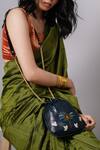 Miri_Blue Embroidery Hand Dragonfly Potli Bag _Online_at_Aza_Fashions